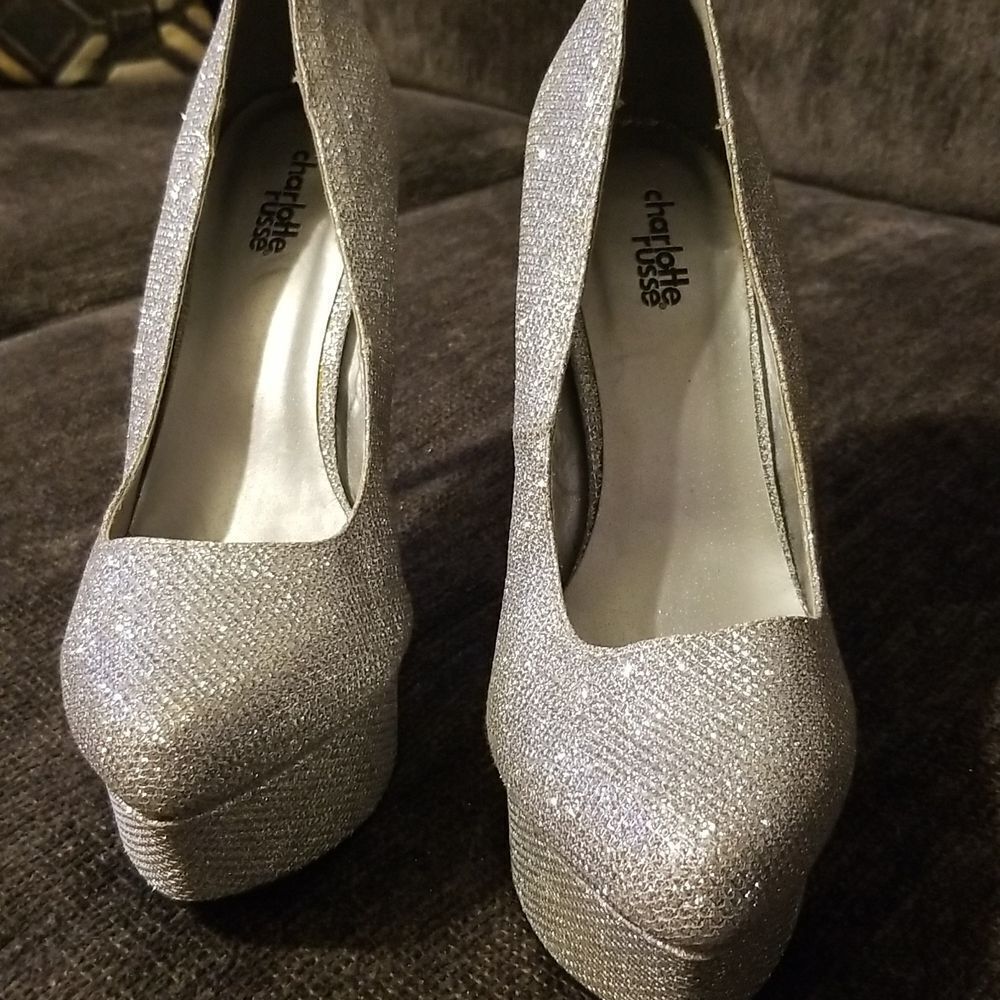 đ€ Sexy Charlotte Russe Silver Sparkle High Heels Sizeâ8 - Picture 4 of 6